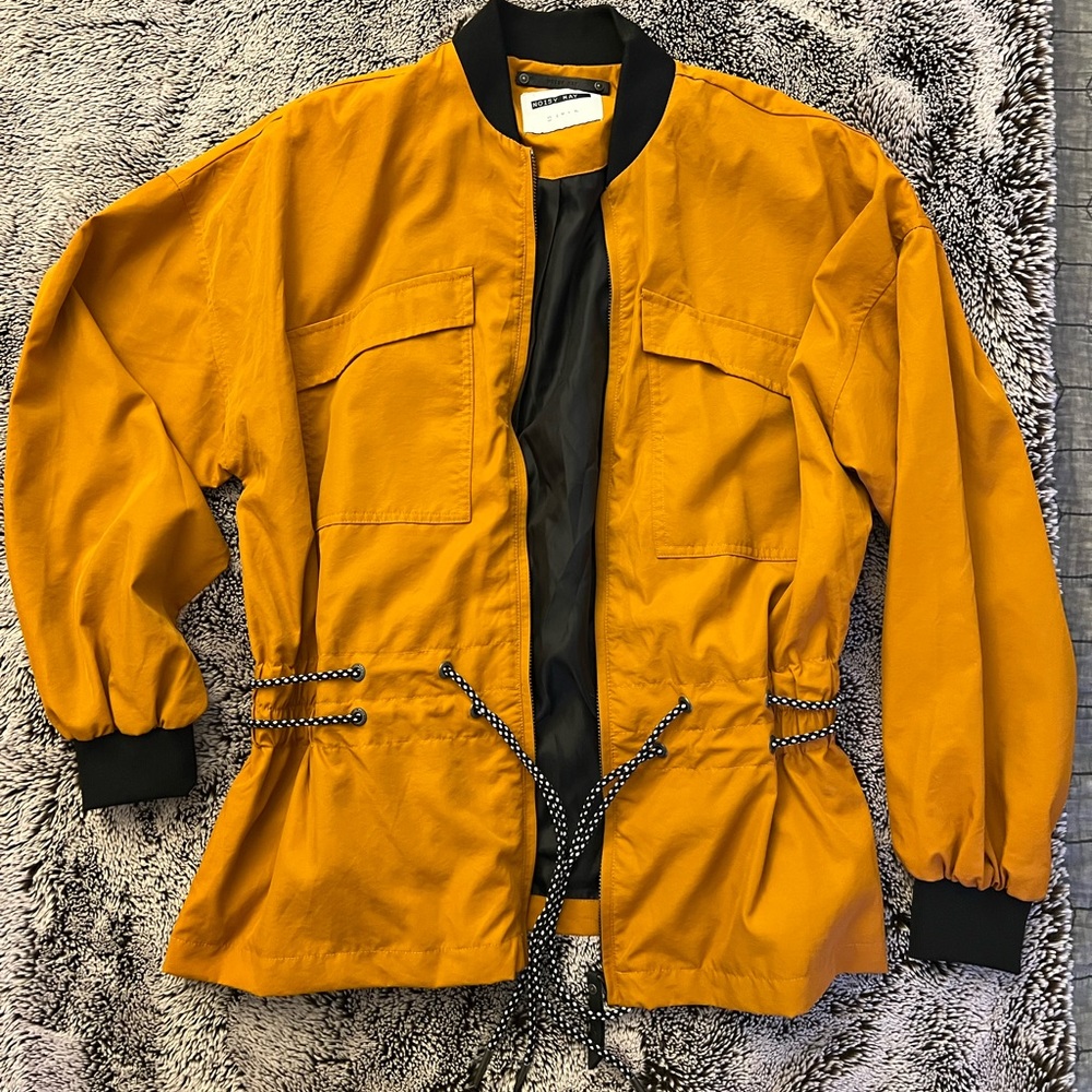 Noisy May Orange/Black Bomber Style Windbreaker Jacket Size XS